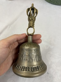 A varied collection of 14 Tibetan ritual utensils, 19/20th C.