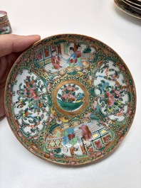 An extensive group of 23 Chinese Canton famille rose wares, 19th C.