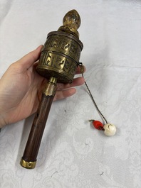 A varied collection of 14 Tibetan ritual utensils, 19/20th C.
