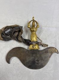 A varied collection of 14 Tibetan ritual utensils, 19/20th C.