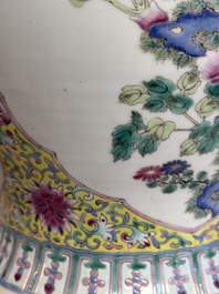 A Chinese famille rose vase and cover with birds among flowering branches, 19th C.