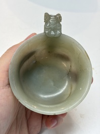 Nine Chinese hardstone carvings and bowls, including jade, 19/20th C.