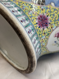 A Chinese famille rose vase and cover with birds among flowering branches, 19th C.