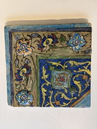 Three large polychrome Persian tile murals with narrative design, Qajar, 19th C.