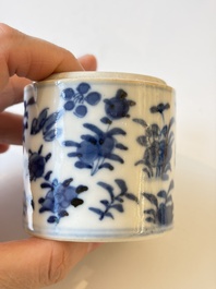 A varied collection of seven Chinese blue and white wares, Chenghua marks, 19th C.