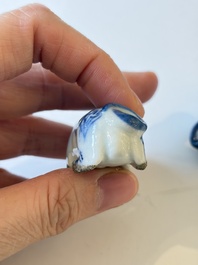 A varied collection of seven Chinese blue and white wares, Chenghua marks, 19th C.