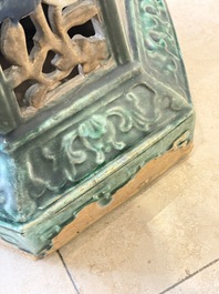 A pair of Chinese or Vietnamese polychrome-glazed pottery stands, 19th C.