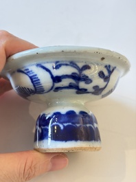 A varied collection of seven Chinese blue and white wares, Chenghua marks, 19th C.
