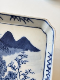 Four Chinese blue and white wares, and two iron-red-decorated wares, 19/20th C.
