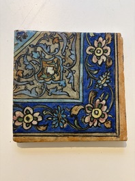 Three large polychrome Persian tile murals with narrative design, Qajar, 19th C.