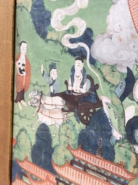 Two Sino-Tibetan thangkas depicting the life of Buddha Shakyamuni, 19th C.