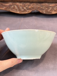 Seven Chinese blue and white, famille rose, and celadon wares, 18/19th C.