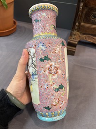 Eight Chinese famille rose vases, Qianlong and Jing De Zhen 景德鎮 marks, 20th C.