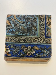 Three large polychrome Persian tile murals with narrative design, Qajar, 19th C.