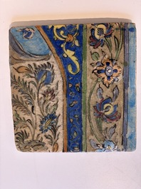 Three large polychrome Persian tile murals with narrative design, Qajar, 19th C.
