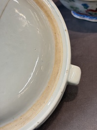 Seven Chinese blue and white, famille rose, and celadon wares, 18/19th C.