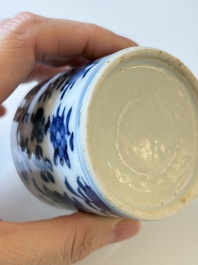 A varied collection of seven Chinese blue and white wares, Chenghua marks, 19th C.