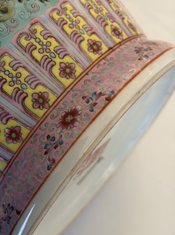 Eight Chinese famille rose vases, Qianlong and Jing De Zhen 景德鎮 marks, 20th C.