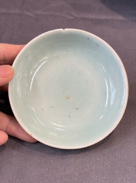 Seven Chinese blue and white, famille rose, and celadon wares, 18/19th C.