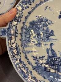 Seven Chinese blue and white, famille rose, and celadon wares, 18/19th C.