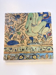 Three large polychrome Persian tile murals with narrative design, Qajar, 19th C.