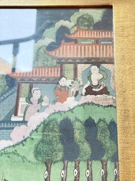 Two Sino-Tibetan thangkas depicting the life of Buddha Shakyamuni, 19th C.