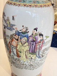 Eight Chinese famille rose vases, Qianlong and Jing De Zhen 景德鎮 marks, 20th C.