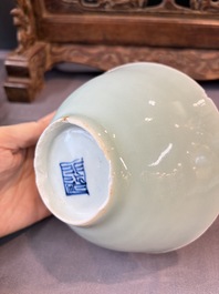 Seven Chinese blue and white, famille rose, and celadon wares, 18/19th C.