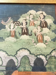 Two Sino-Tibetan thangkas depicting the life of Buddha Shakyamuni, 19th C.