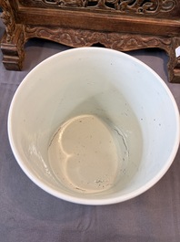 A Chinese blue and white 'Fisherman' brush pot, 20th C.