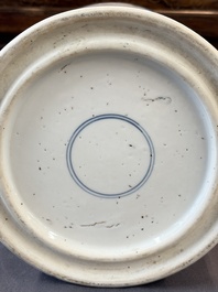 A Chinese blue and white 'Fisherman' brush pot, 20th C.