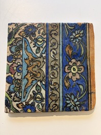 Three large polychrome Persian tile murals with narrative design, Qajar, 19th C.