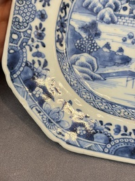 Seven Chinese blue and white, famille rose, and celadon wares, 18/19th C.