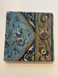 Three large polychrome Persian tile murals with narrative design, Qajar, 19th C.