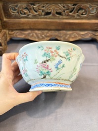 Seven Chinese blue and white, famille rose, and celadon wares, 18/19th C.