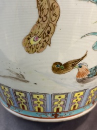 Eight Chinese famille rose vases, Qianlong and Jing De Zhen 景德鎮 marks, 20th C.