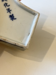 A varied collection of seven Chinese blue and white wares, Chenghua marks, 19th C.