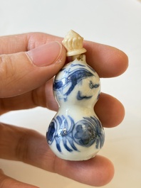 A varied collection of seven Chinese blue and white wares, Chenghua marks, 19th C.