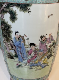 Eight Chinese famille rose vases, Qianlong and Jing De Zhen 景德鎮 marks, 20th C.