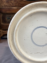 A Chinese blue and white 'Fisherman' brush pot, 20th C.