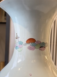 A Chinese famille rose vase, a covered jar and a jardiniere with stand, 19/20th C.
