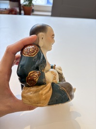A Chinese gilt and polychrome-decorated Milefo Buddha, Fujian mark, 20th C.