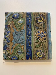 Three large polychrome Persian tile murals with narrative design, Qajar, 19th C.