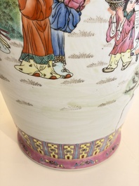 Eight Chinese famille rose vases, Qianlong and Jing De Zhen 景德鎮 marks, 20th C.