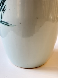 A Chinese famille rose vase, a covered jar and a jardiniere with stand, 19/20th C.