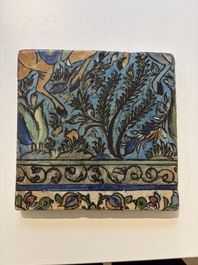 Three large polychrome Persian tile murals with narrative design, Qajar, 19th C.