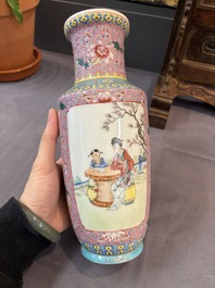 Eight Chinese famille rose vases, Qianlong and Jing De Zhen 景德鎮 marks, 20th C.