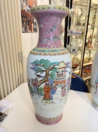 Eight Chinese famille rose vases, Qianlong and Jing De Zhen 景德鎮 marks, 20th C.