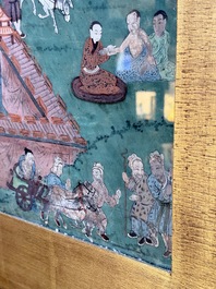 Two Sino-Tibetan thangkas depicting the life of Buddha Shakyamuni, 19th C.