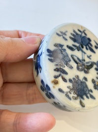 A varied collection of seven Chinese blue and white wares, Chenghua marks, 19th C.